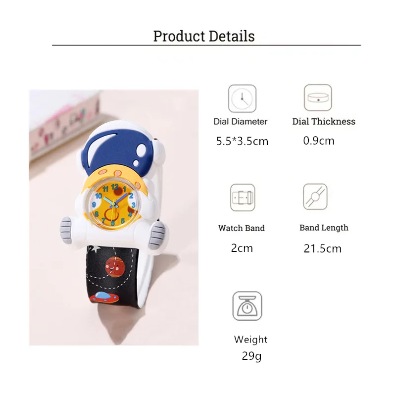 Cute Astronaut Children's Watches Elementary School Quartz Children's Cartoon Wrist Watch Children's Birthday Gift Watch