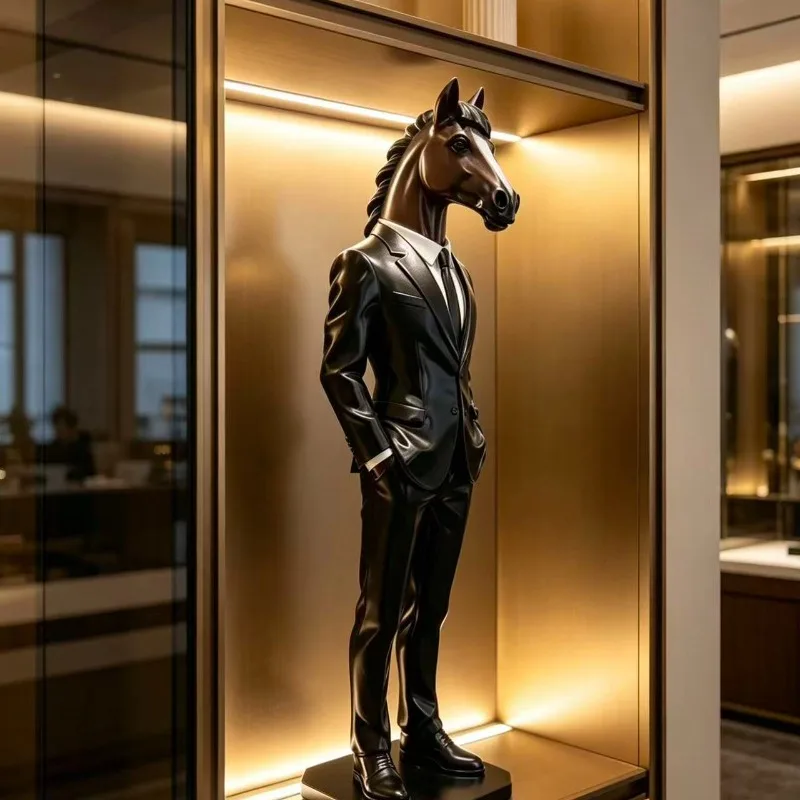 Creative Suit Horse Sculpture Animal Figurine Living Room Office Desktop Ornaments Resin Crafts Statue Modern Nordic Home Decor