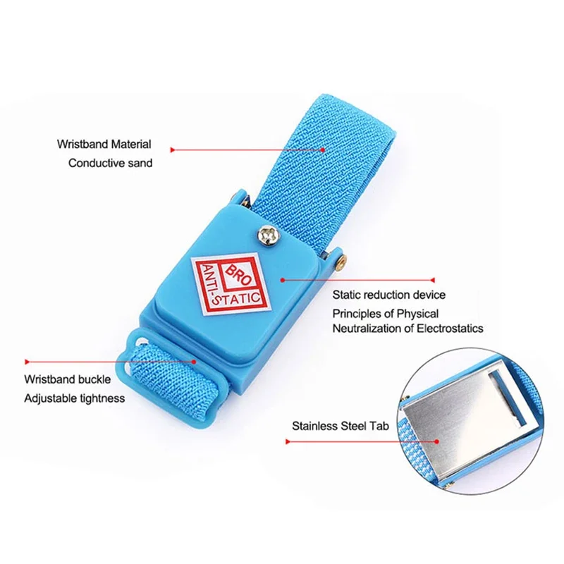 Anti-Static สร้อยข้อมือ SUNSHINE Strong ความต้านทานไร้สายแบบมีสายสายรัดข้อมือ Conductive ทรายซ่อมเครื่องมือป้องกัน