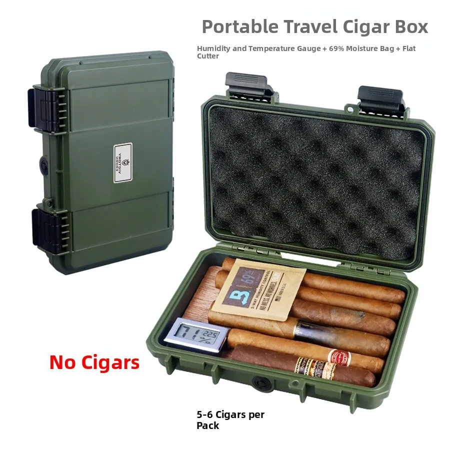

Portable Cigar Humidor Box Travel Set of 6 Personalized Business Trip Cigar Moisture Proof Pressure Resistant Storage Case