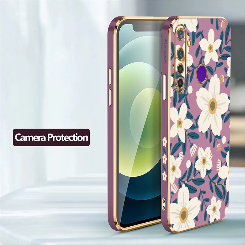 جراب هاتف لهاتف OPPO Realme GT Master Neo 3 2 Pro X X7 Pro V25 V13 V5 Q5 Q3i نوت 60 غطاء سيليكون فاخر مطلي بالزهور