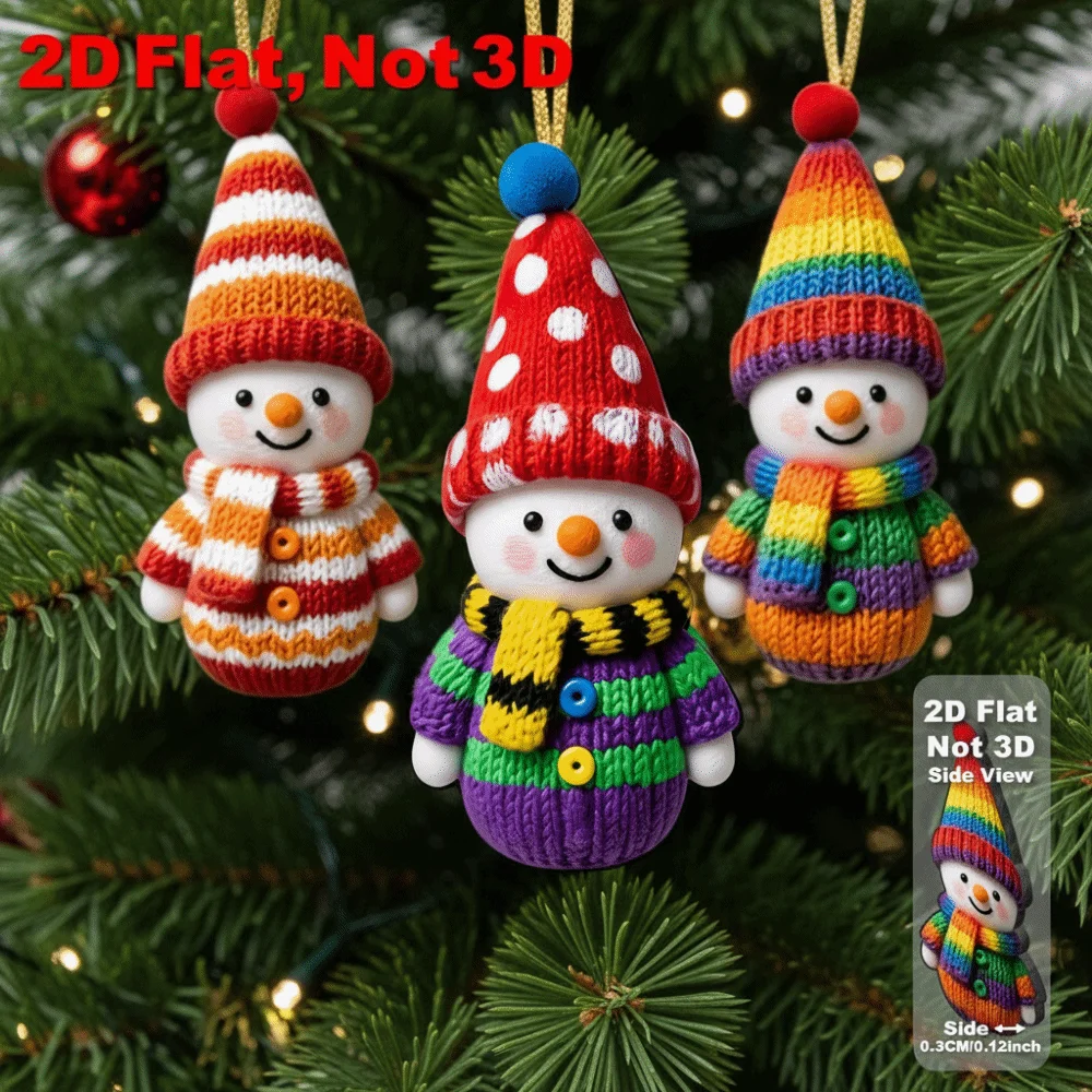 

16Pcs 2D Flat Snowman Wooden Ornaments DIY Colorful Xmas Tree Hanging Ornament Creative with Ribbons Christmas Decoration Gifts