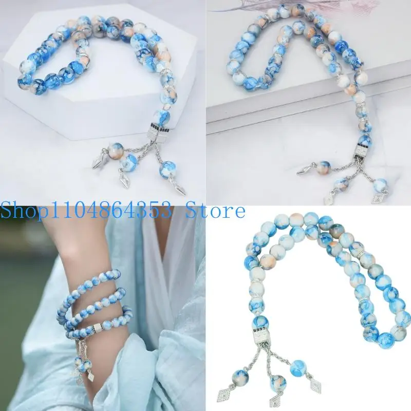 652F Buddhist Rosary Bracelet with 33 Beads Lightweight Meditation Jewelry Fashion Accessory For Spiritual Practice