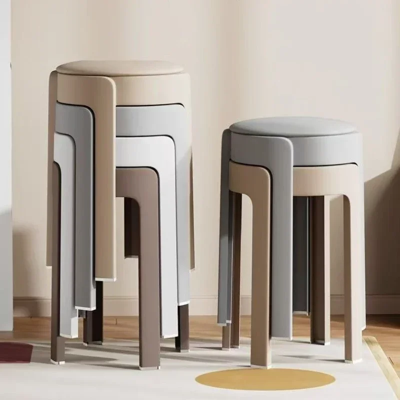 Dining stool can be stacked soft bag round stool thickened plastic high bench living room dining room simple stool