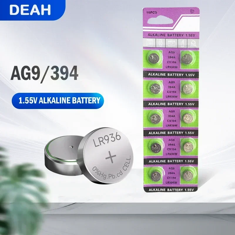 10PCS AG9 LR936 394 SR936SW CX194 LR45 G9A 394A SR936 L936F Alkaline 1.55V Batteries For Watch Toy Thermometer Button Battery