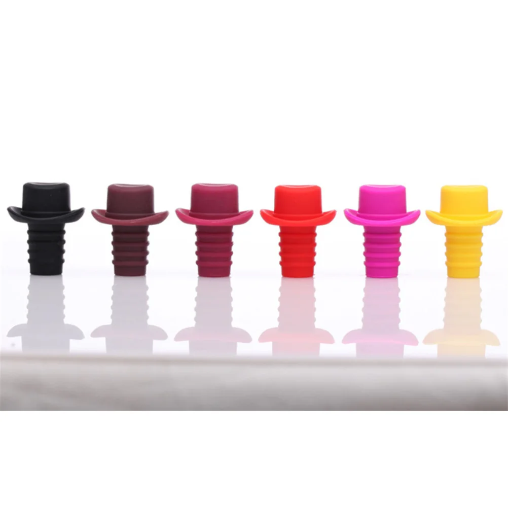 

5 pcs Stopper Silicone Bottle Stopper Hat Shaped Food Grade Red Airtight Seal Reusable Closure Beverage Plug