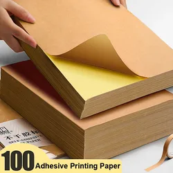 100 sheets of A4 kraft paper self-adhesive printing paper label pasted smooth surface sub surface blank backing paper self-adhes