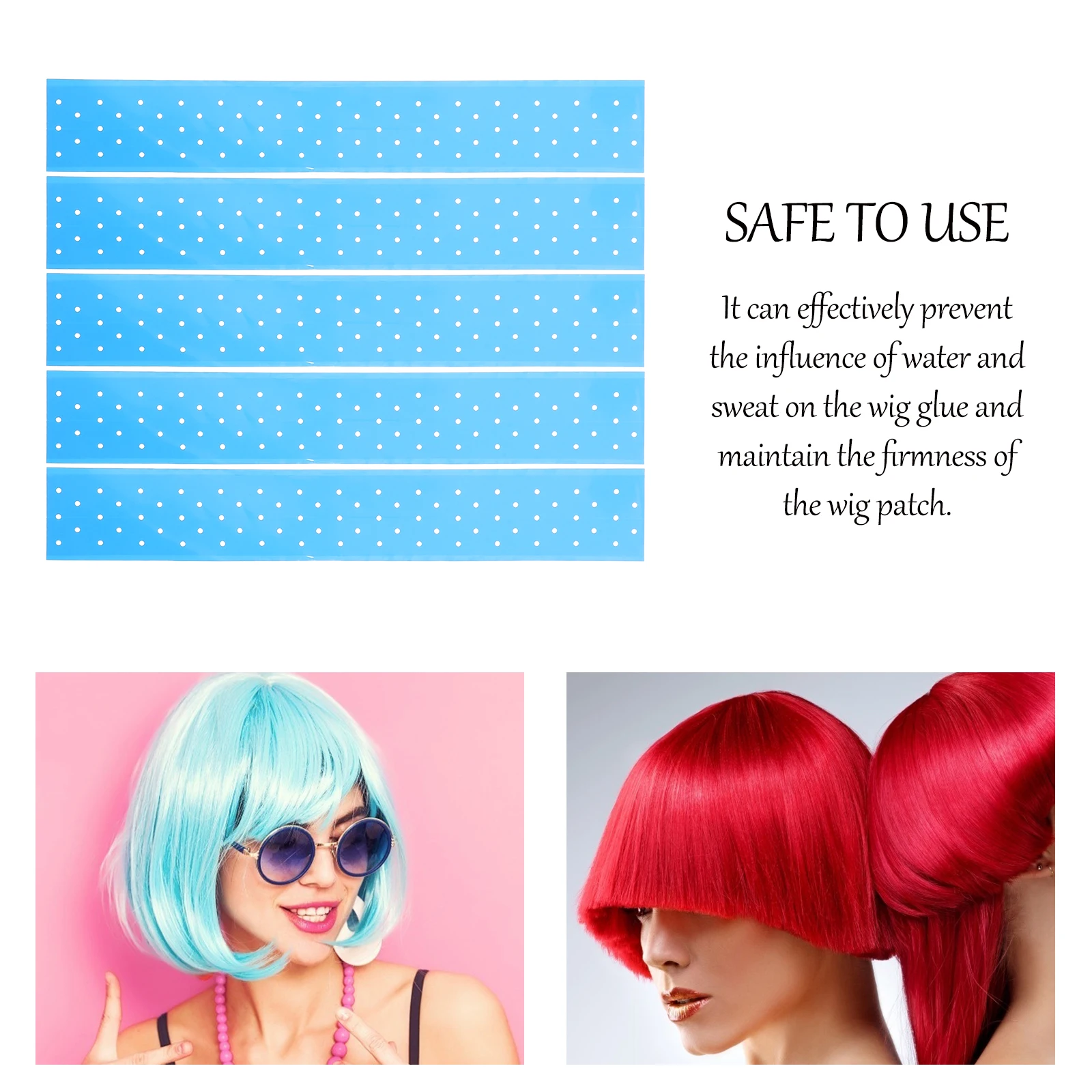 

5pcs Double Sided Tape Hair Extension Adhesive Strips for Toupee Lace Front Waterproof Anti Sweat Invisible Scalp