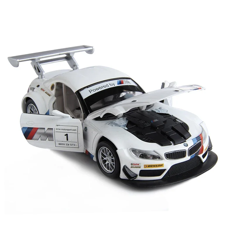 高軽量レーシングカーモデル,1:24,bmw z4, gt3,ダイキャストメタル,合金,ミニチュアモデル,フリーホイール