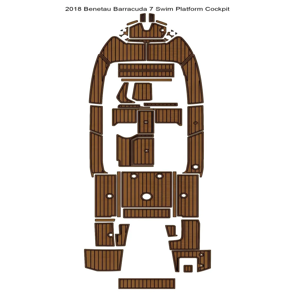 2018 Beneteau Barracuda 7 Swim Platform Cockpit Boat EVA Teak Deck Floor Mat Seadek MarineMat Gatorstep Style Self Adhesive