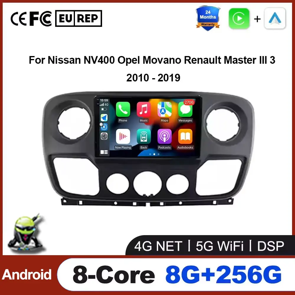 For Nissan NV400 Opel Movano For Renault Master III 3 2010 - 2019 Android Car Multimedia Radio Player  Wireless Carplay GPS