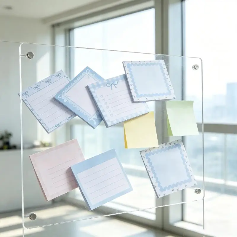 

R53C 4Pcs Bowtie Print Notepads 30 Sheets Each Adhesive Note Memo Pad for Planner