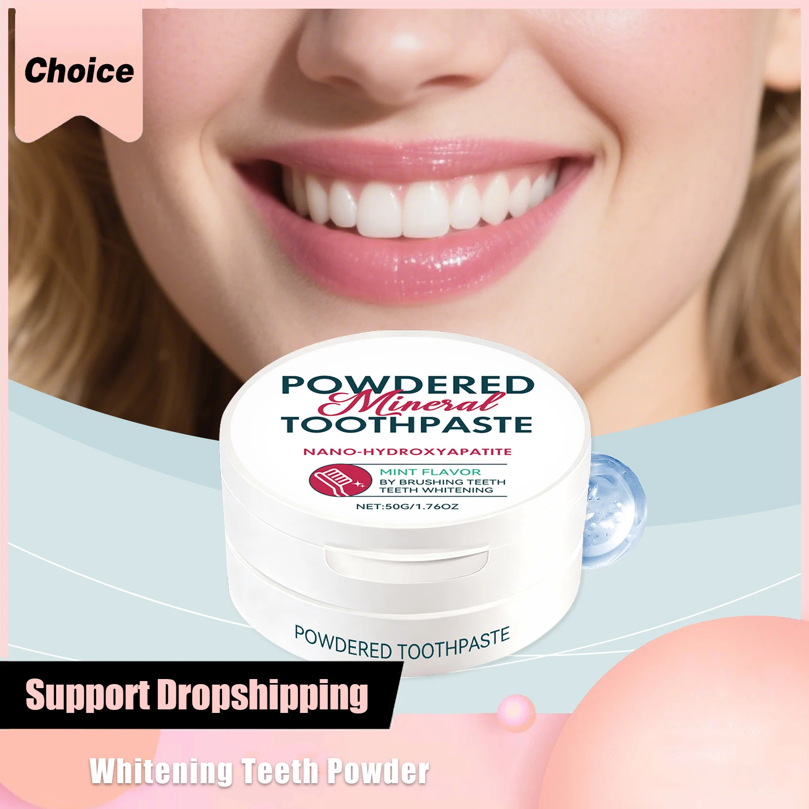 

Whitening Tooth Powder Hydroxyapatite Minty Deep Cleaning Remove Yellow Stains Fresh Breath Gums Enamel Health Oral Care Powders