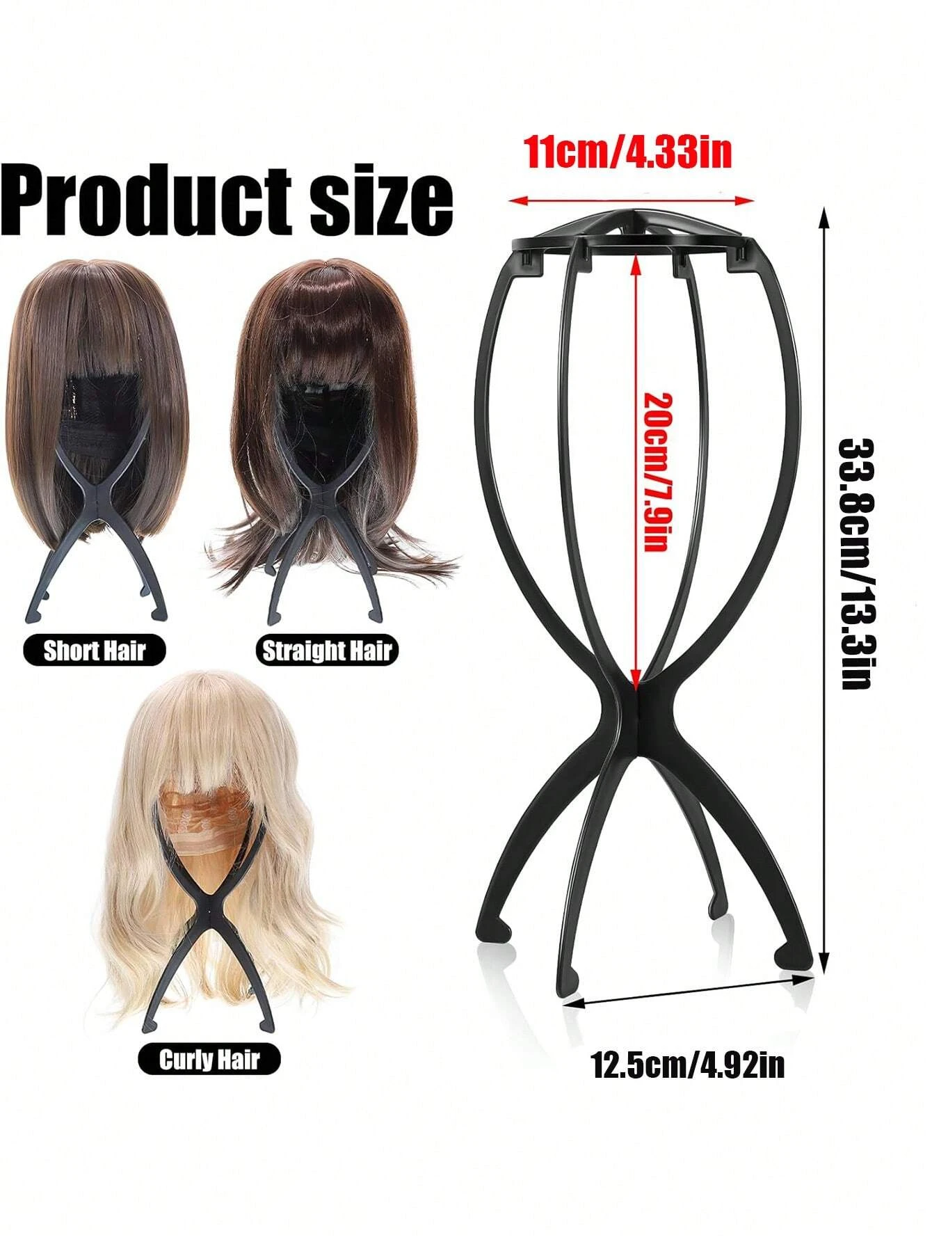 1/2/3pcs Folding Wig Stand Plastic Portable Hat Display Stand Adjustable Durable Barbershop Fashion Model Holder Home Salon Use image 4
