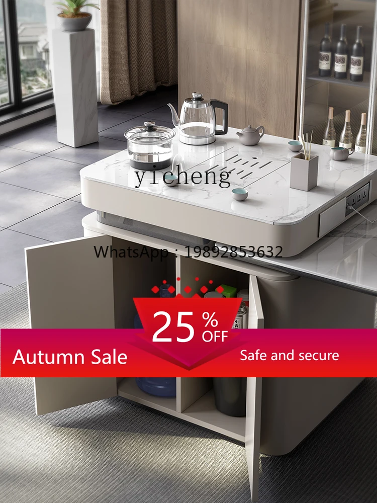 

Stone Plate Integrated Retractable Household Small Apartment Modern Minimalist Dining Tables and Chairs Set