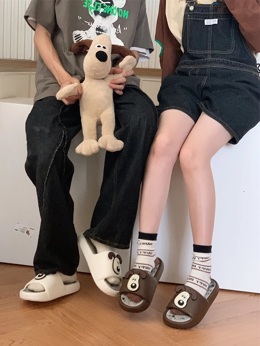 Authentic Dog Couple Summer Cool Slippers Fashion Anti Slip Versatile Cartoon Slippers For Men Women Slipper
