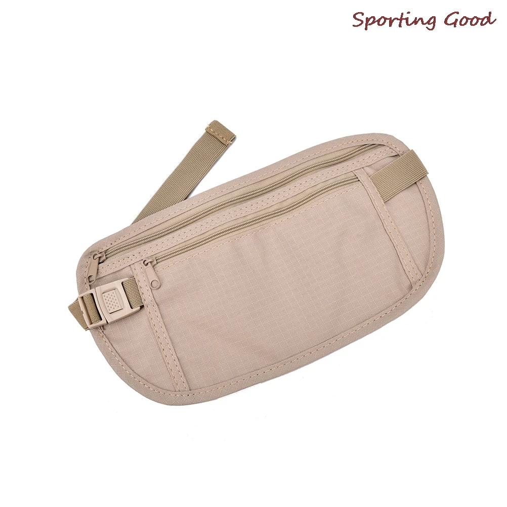 1pc Travel Storage Bag Tickets Bag Money Security Purse Waist Pack Cards Passport Waist Belt Pouch 25.8*13.5 Cm