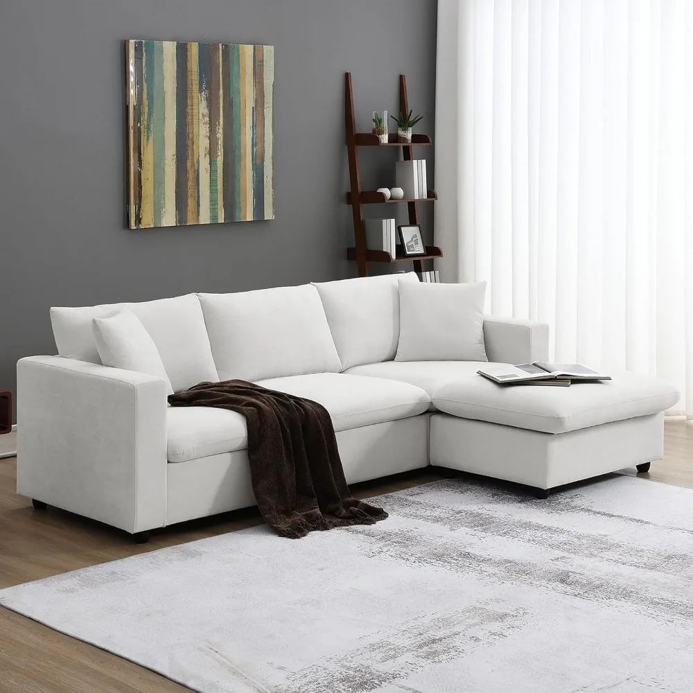 

100.4" Modular Sectional Sofa Couch for Living Room, Modern L Shaped Cloud Couches with Movable Ottoman, Comfy 4 Seater Sofa Cha