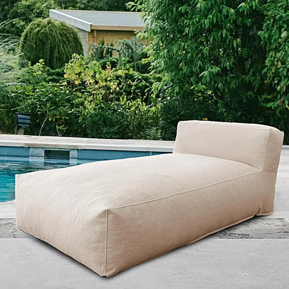 

Light Beige Outdoor Bean Bag Chair, Water-Resistant Sun Lounger for Patio & Pool Relaxation, 70'' Long
