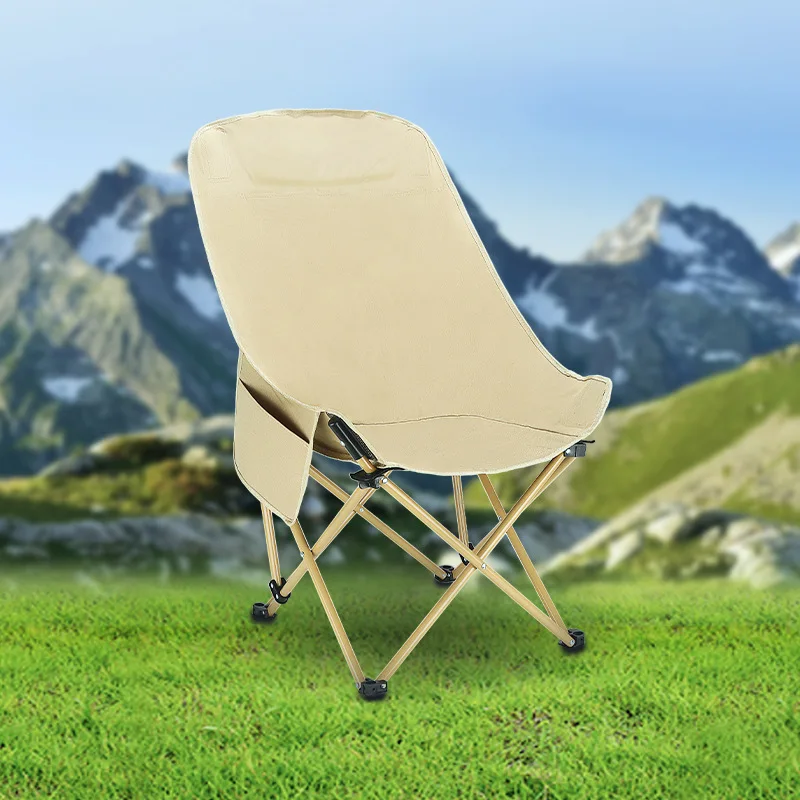 Silla plegable ultraligera con respaldo alto para acampar, mecedora portátil de viaje con carga de 130Kg, para pesca al aire libre