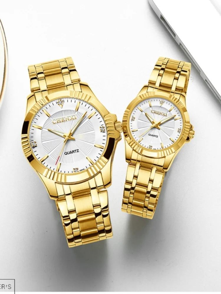 CHENXI 050A Luxury Brand Couple Watches Waterproof Stainless Steel Quartz Watch Wristwatch For Men Women Fashion Lovers Set