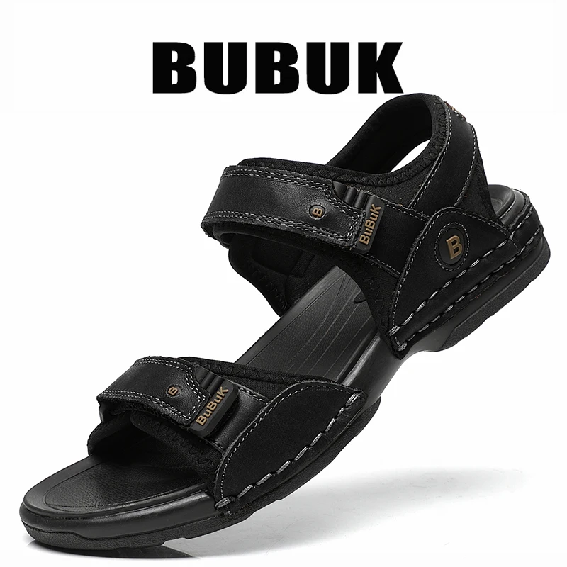 Bubuk Herren-Sandalen aus echtem Leder, hergestellt aus hochwertigem Rindsleder, Outdoor-Strandsandalen, atmungsaktives offenes Zehendesign, geeignet für Strand, Freizeit und Outdoor-Aktivitäten. – Detail 2