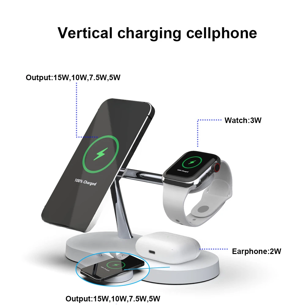 Magnetic 3 in 1 wireless Charging Station Pad for IPhone 15 14 13 12 Pro Max for Apple Watch Series 8 9 Ultra and Airpods 2 3