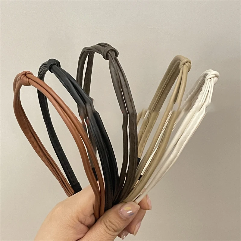 Simple Multi-Color Leather Hair Bands Korean Pressing Hair Hair Bands Women's Sweet Temperament Fashion Wash Face Headdresses