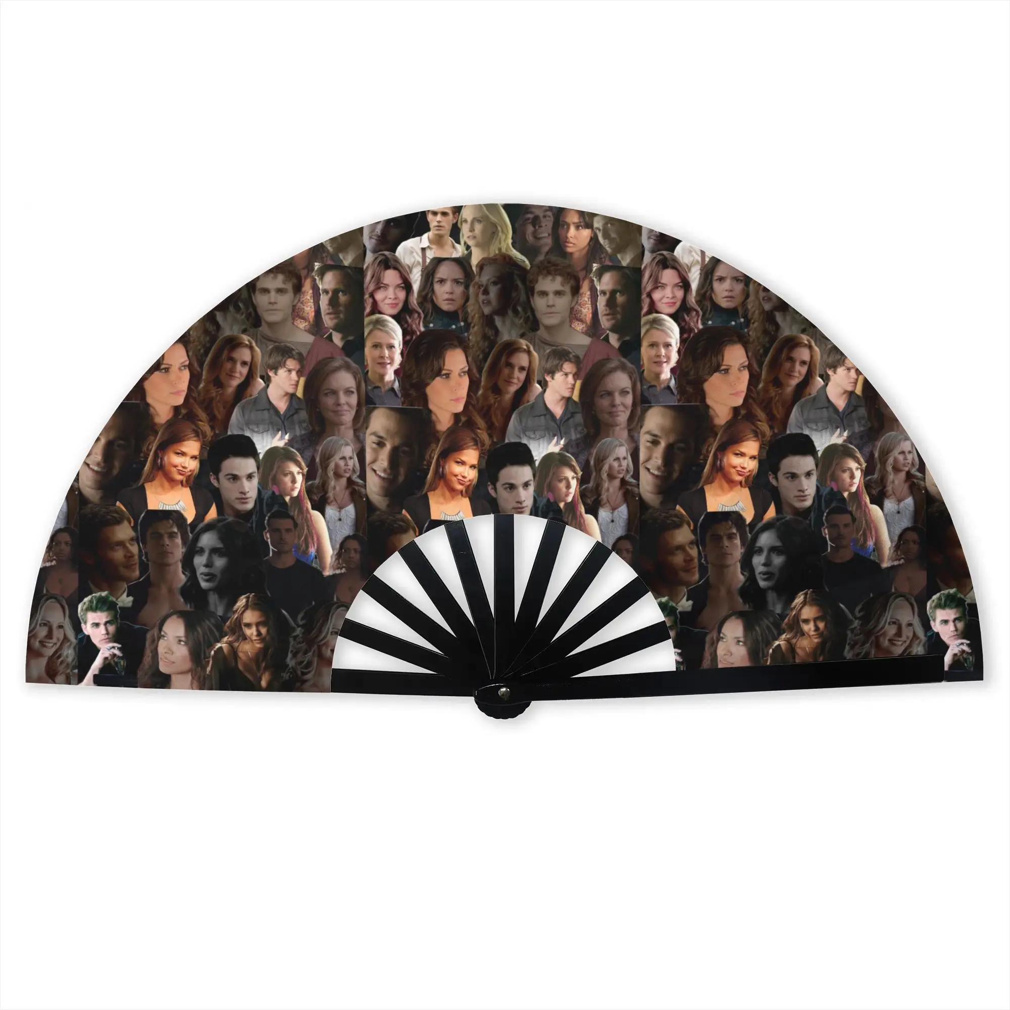 The Vampire Diaries Stylish Hand Fan Men  Printed Polyester Fan Vintage Costume Prop Folding Fans For Dancing Gift