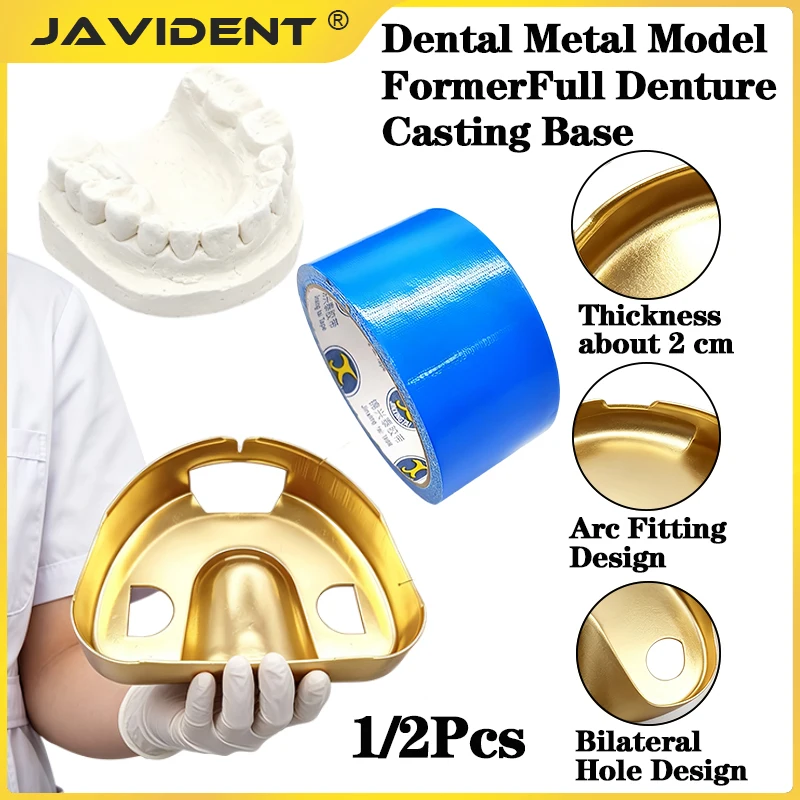 2Pcs Dental Injection Alloy Plaster Model Cassette Full Mouth Adsorption Denture Alloy Pallet Dentistry Material Tool Box