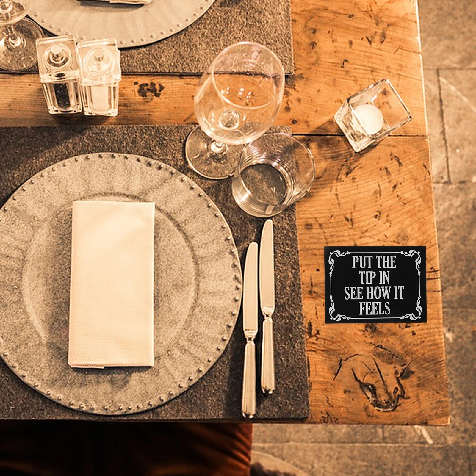 10 piezas de pegatinas de punta impermeables en blanco y negro, poner la punta en ver cómo se siente para restaurantes, bares y cafeterías