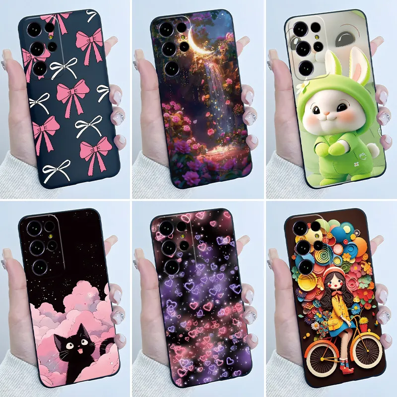 Für Oukitel C61 Pro Hülle Oukitel C61 GT Cover Luxuriöse Niedliche Herz-Kaninchen-Motiv Lustige Schwarze TPU Weiche Silikon Schutzhülle