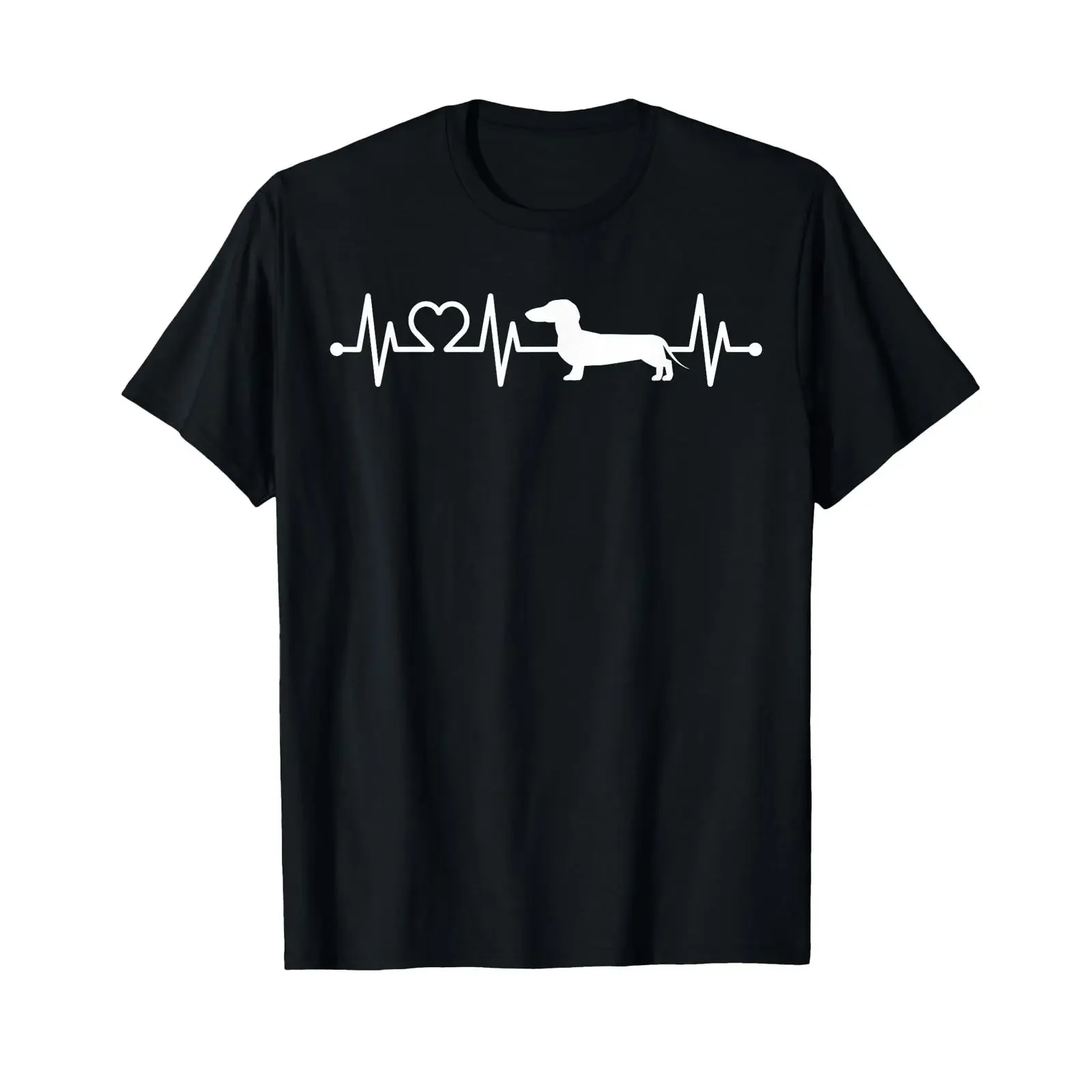 Camiseta con estampado de ECG Heartbeat Dachshund Teckel para dueños de perros, camiseta vintage lavada para hombre, ropa informal gráfica unisex de diseñador