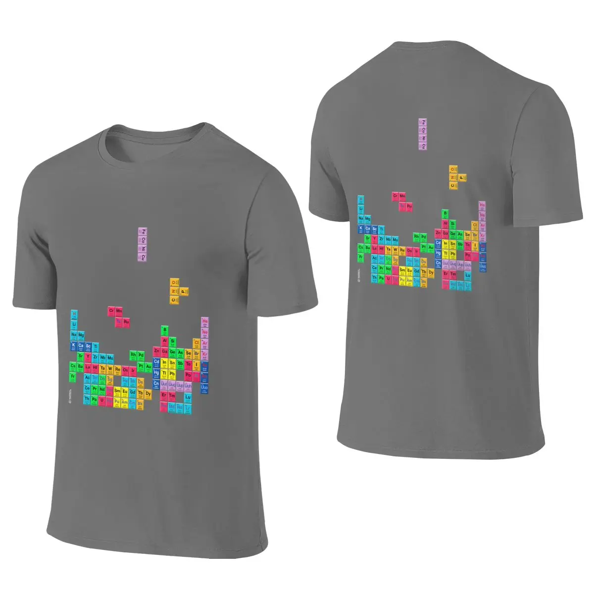 Periodic Table Dropped Shoulder Reversible T-shirt Street Personality Easy To Clean Men's T-shirts