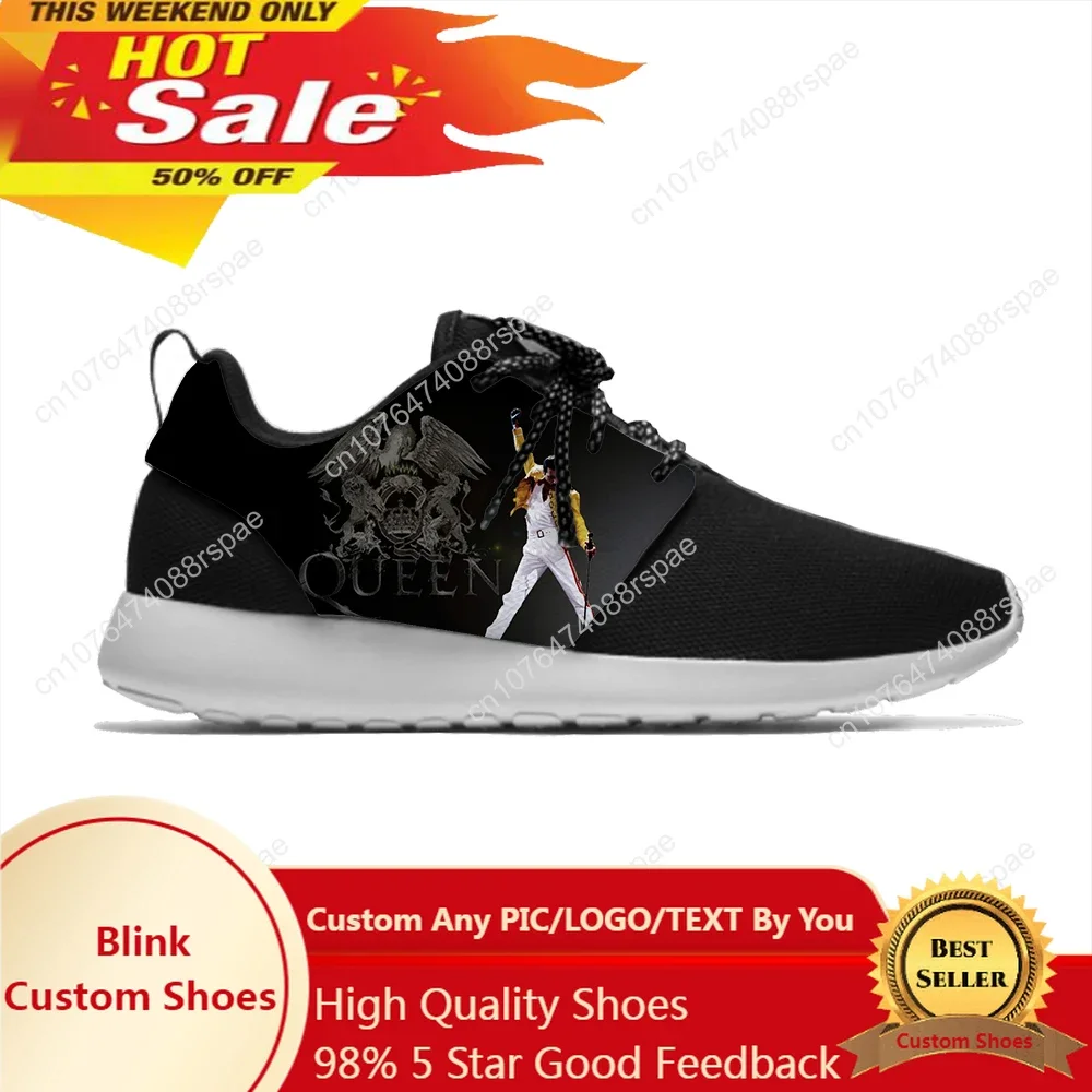 Hot Summer Queen Rock Band Freddie Mercury Cool Funny Sports Shoes Lightweight Running Shoes Breathable Men Women Mesh Sneakers