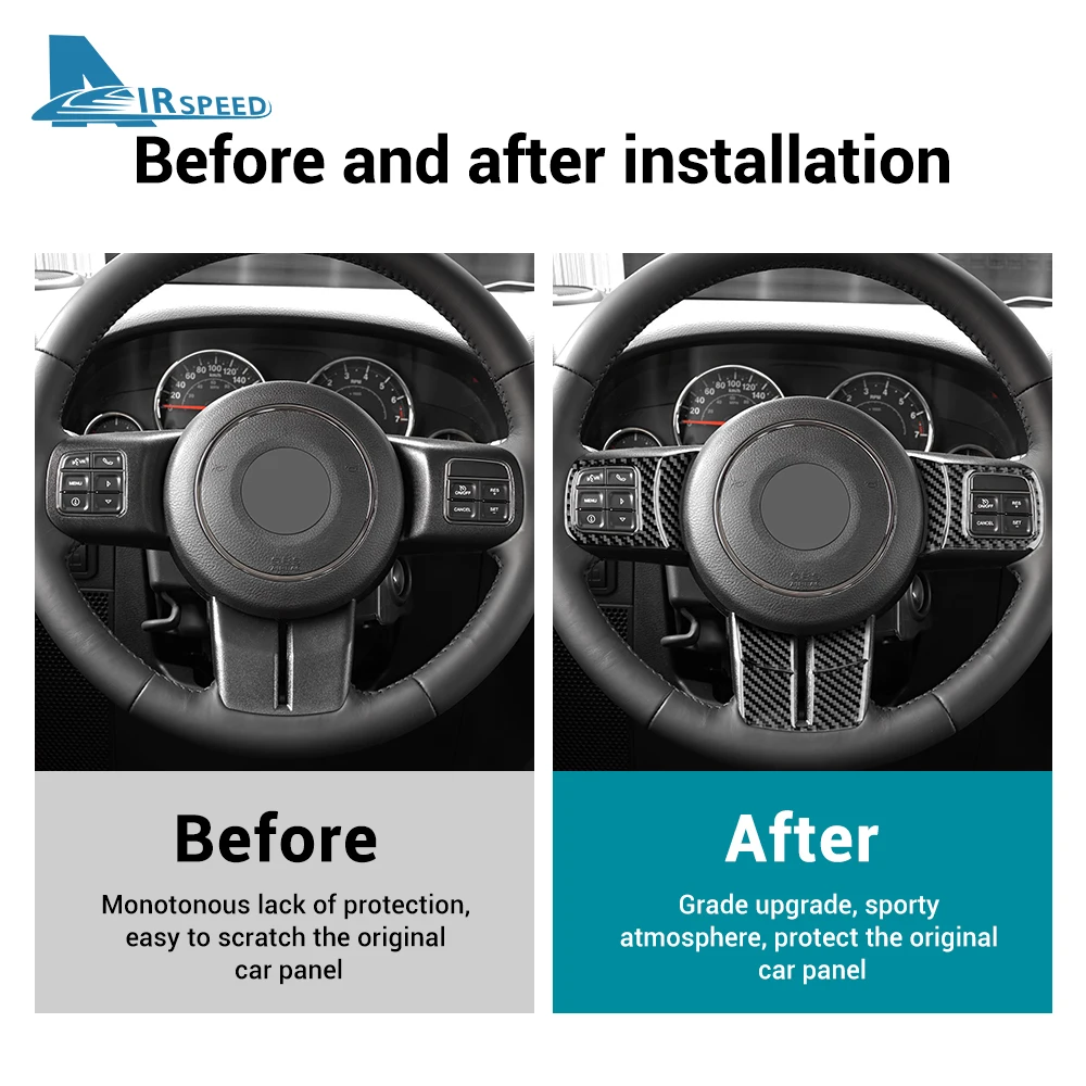 Real Soft Carbon Fiber Sticker For Jeep Wrangler JK JKU 2011 2012 2013 2014 2015 2016 2017 Car Steering Wheel Button Panel