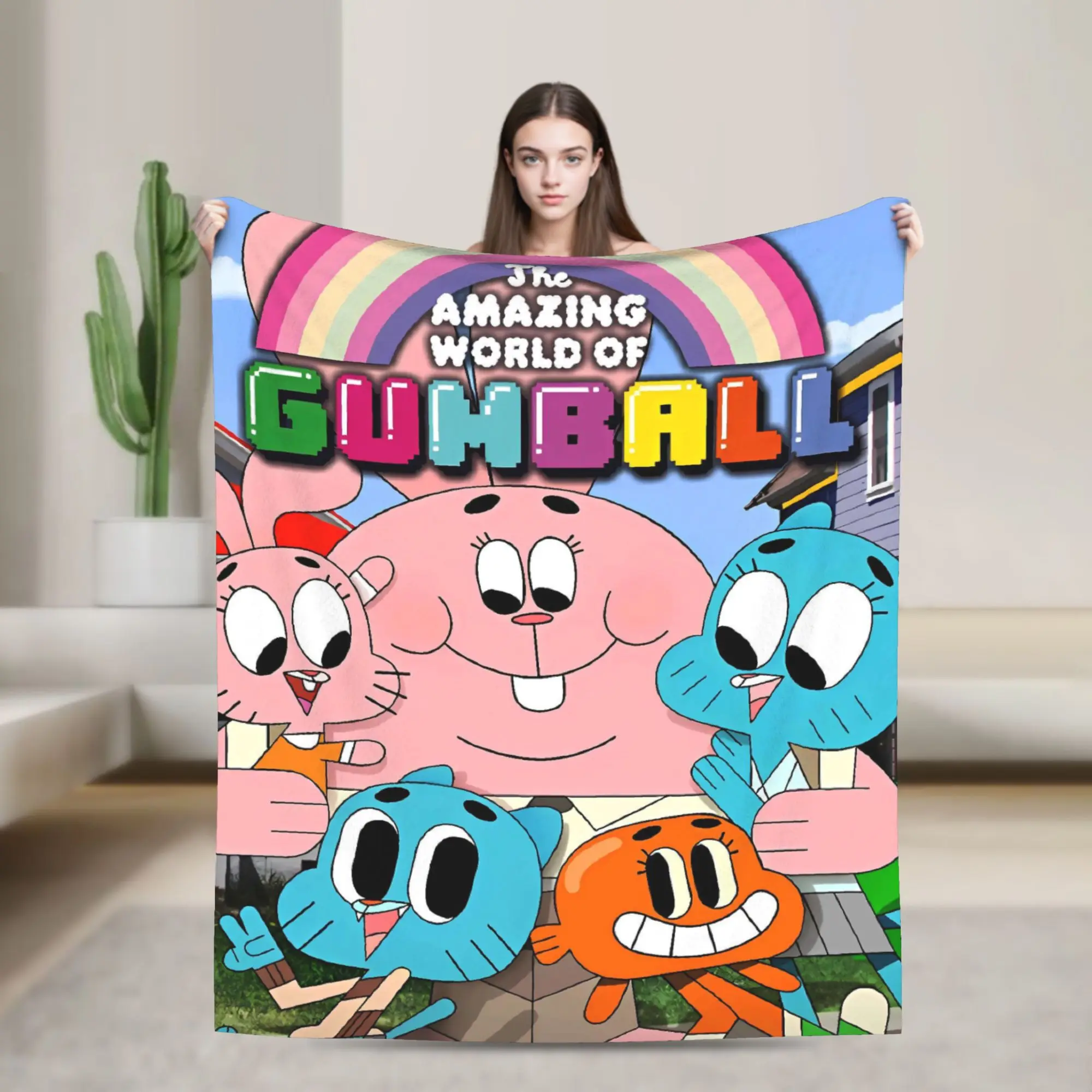 The Amazing World Of Gumballs Soft Warm Blanket  Child Plush Throw Blanket Pattern Couch Chair Flannel Bedspread Sofa Bed Cover