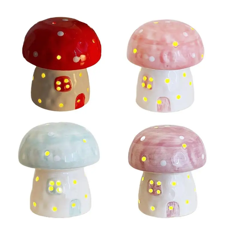 

Ceramic Cute Mushroom Night Light Battery Powered Lamp Living Room Bedroom Decor Children Bedside Decoration Night Lamps