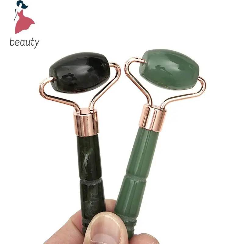 Gua Sha-masajeador de Jade Natural para la cara, rodillo para adelgazar, masajeador de una sola cabeza, herramienta para el cuidado de la piel