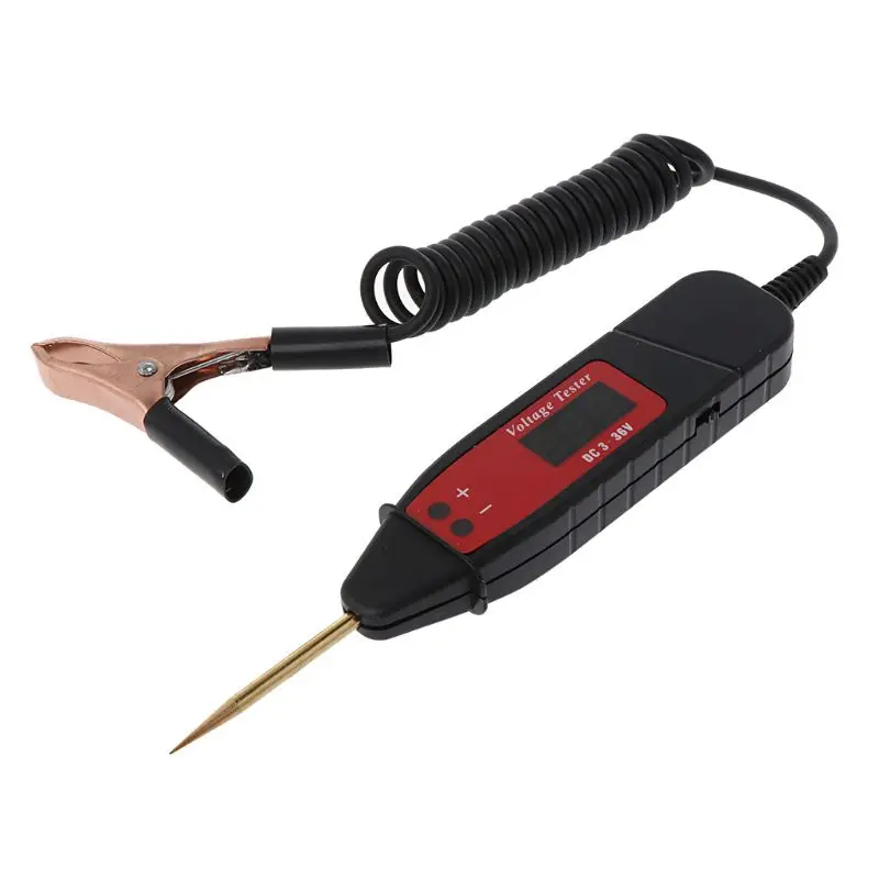 1.65m Spring Line Car Digital LCD Electric Test Pen Probe Detector Tester With LED Light for Auto Testing Tool