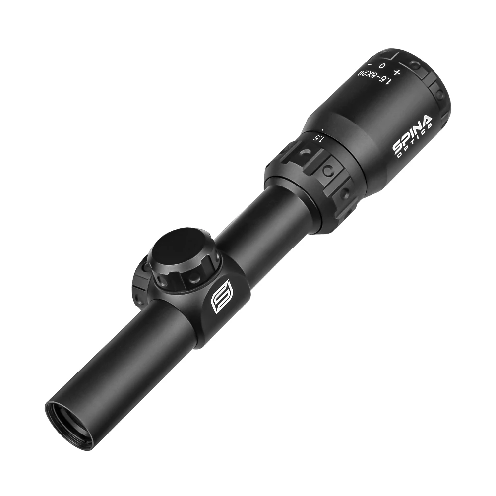 SPINA OPTICS BT 1.5-5X20 LPVO Compact Riflescopes Etched Glass Reticle Hunting Shooting Fit AR PCP Carbine.223.556 etc