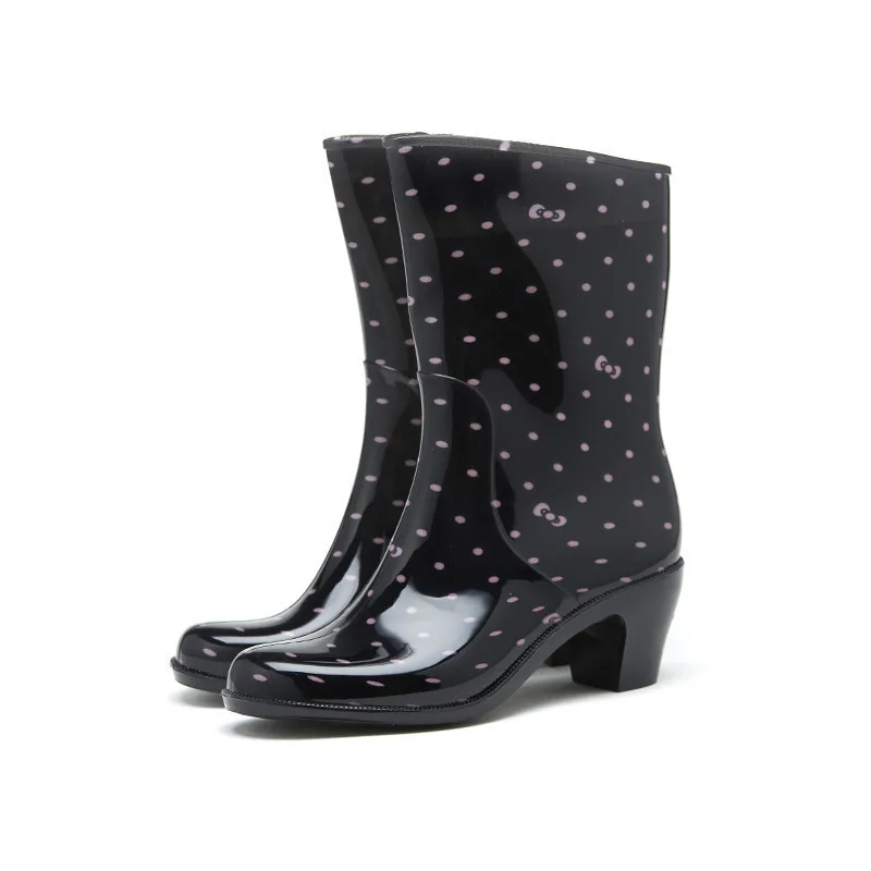 New Women Fashion High Heels PVC Rain Boots Waterproof Pointed Toe Rainboots Female Water Shoes Wellies Boots