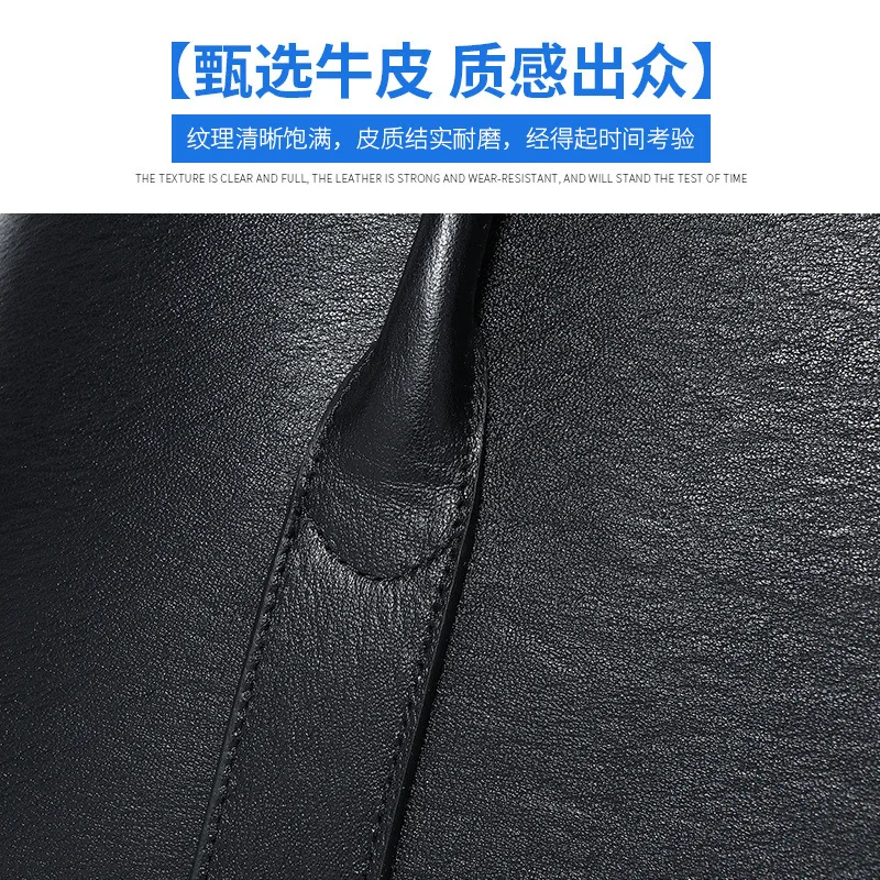 Top Layer Cowhide Genuine Leather Laptop Bag Large Capacity Wear-resistant Business Handbag Men's Briefcase High-end Feel