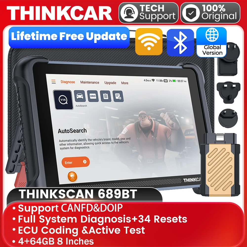 THINKCAR THINKSCAN 689BT OBD2 сканер диагностика всех систем кодирование ЭБУ двунаправленный CANFD DOIP 34 сброс пожизненно бесплатно для всех