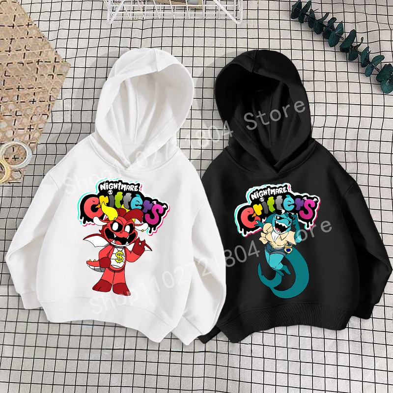 Sweat à capuche imprimé dessin animé Nightmare Critters pour enfants, pull anime, coton fin, mode mignonne, Hip Hop, cadeaux d'anniversaire, Y-Hoodie