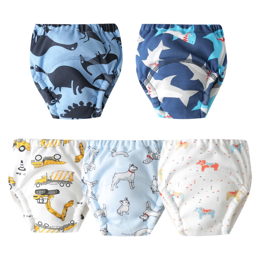 New Fashion Baby Toilet Potty Training Pants, Reusable Washable Cotton Training Underwear for Boys & Girls Toddlers (5 Pack)