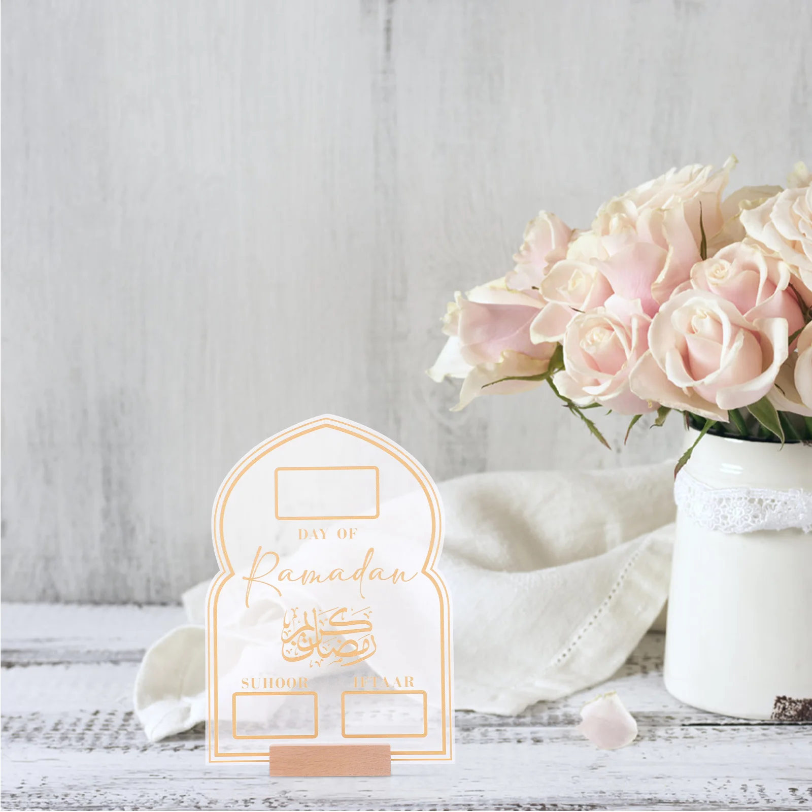 

Ramadan Calendar Office Countdown Decoration Desk Small Whiteboard Pen Eid -Fitr Wood Month Date Display