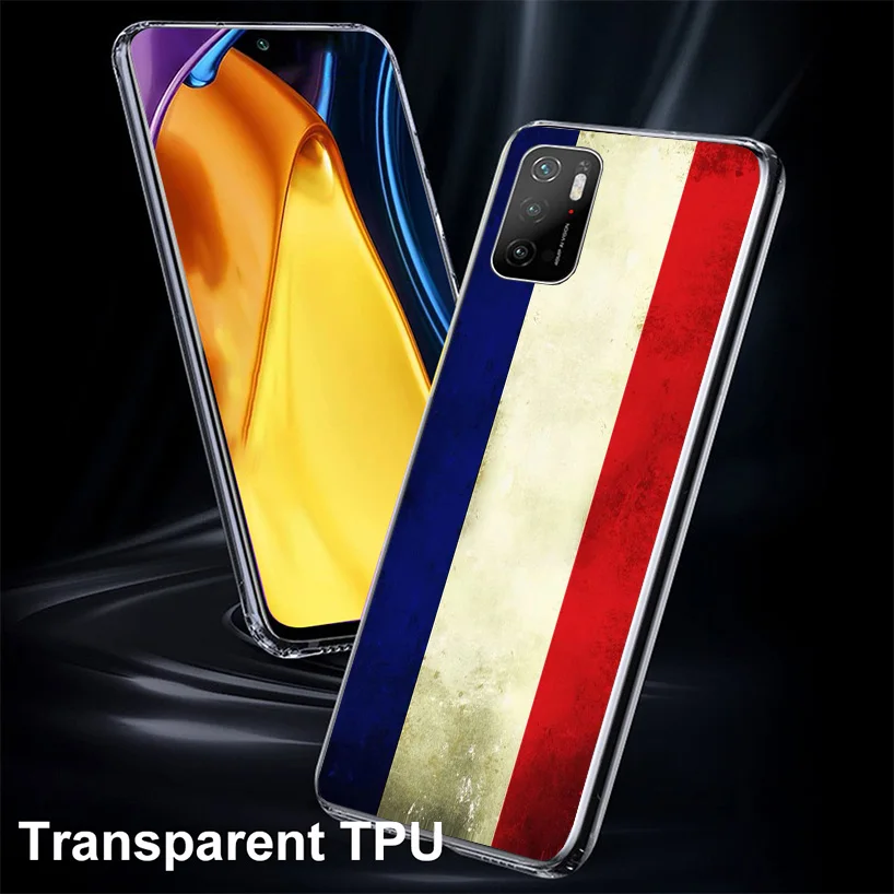 France Flag Phone Case For Xiaomi Poco X6 X5 X3 Nfc X4 GT M5S F6 F5 Pro M3 F3 F2 F1 M4 F4 5G Soft TPU Back Cover X5 X3 Nfc X4 GT