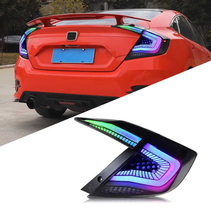 RGB APP Control Full Led Tail Light For Honda Civic 2016--2021 Multi-color Rear Bumper Light