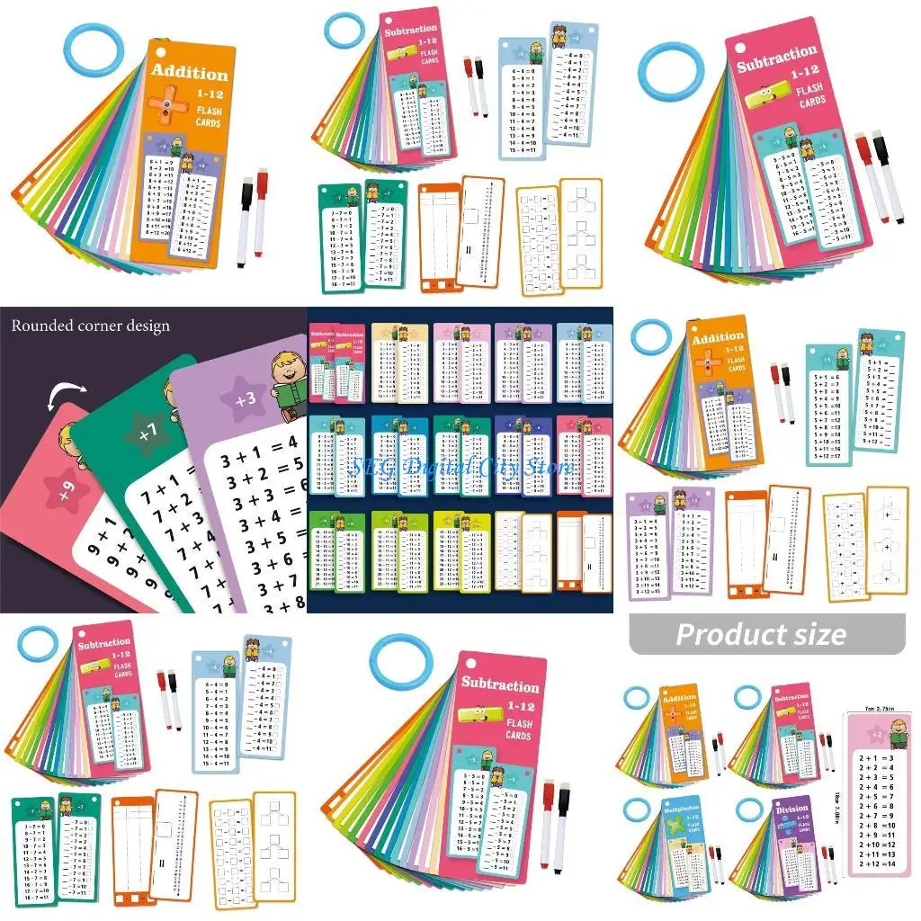 

U75B Erasable Math Study Cards For Kid Preschooler Mathematical Operations Flashcards